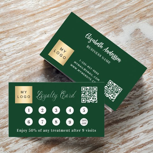 Smaragdgroene qr code corporate logo klantenkaartje