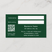 Smaragdgroene qr-code visitekaartje kortingskaartje (Achterkant)