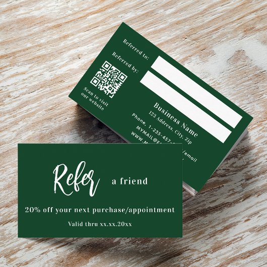 Smaragdgroene qr-code visitekaartje kortingskaartje