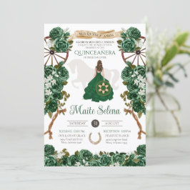 Smaragdgroene Quinceanera Elegante Roos Charro Kaart