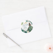 Smaragdgroene Quinceañera gouden kroon Ronde Sticker (Envelop)