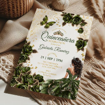 Smaragdgroene Quinceañera Gouden Tiara Rozen 