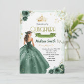 Smaragdgroene quinceañera uitnodiging  (Staand voorkant)