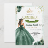 Smaragdgroene quinceañera uitnodiging  (Voorkant / Achterkant)