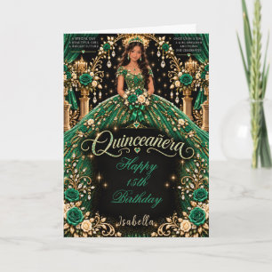 Smaragdgroene Quinceañera-viering Kaart
