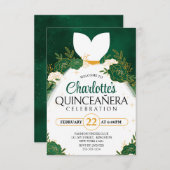 Smaragdgroene Quinceañera﻿ Witte Prinsessenjurk Kaart (Voorkant / Achterkant)