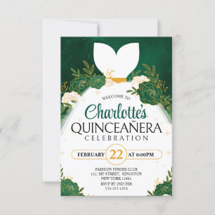 Smaragdgroene Quinceañera Witte Prinsessenjurk Kaart