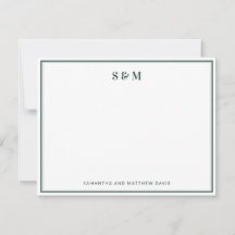 Smaragdgroene Rand Eenvoudig Elegant Monogram