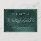 Smaragdgroene rand Elegante bruiloft details Informatiekaartje (Voorkant)