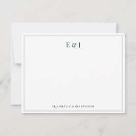 Smaragdgroene rand elegante koppel initials notitiekaartje