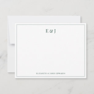 Smaragdgroene rand elegante koppel initials notitiekaartje