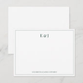 Smaragdgroene rand elegante koppel initials notitiekaartje (Voorkant / Achterkant)