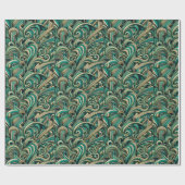 Smaragdgroene retro 1970's abstract patroonontwerp cadeaupapier (Vlak)