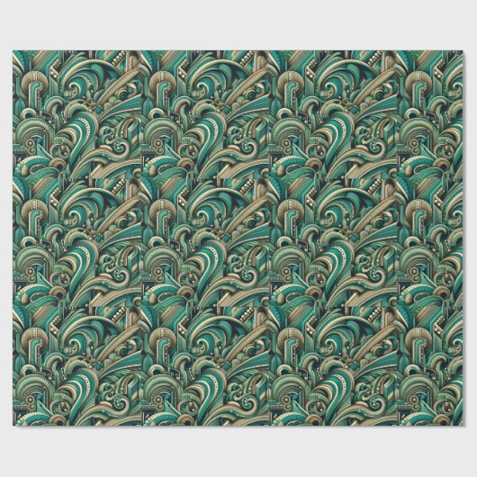 Smaragdgroene retro 1970's abstract patroonontwerp cadeaupapier (Vlak)