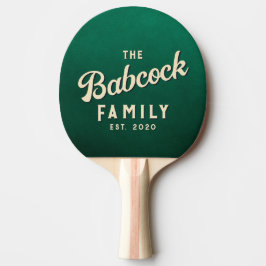 Smaragdgroene Retro Familienaam & Jaar Tafeltennisbatje