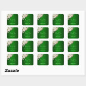 Smaragdgroene Romance en witte rozen bruiloft Vierkante Sticker (Vel)