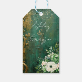 Smaragdgroene Romantische Bloemige Bruiloft Cadeaulabel