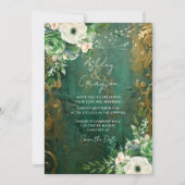 Smaragdgroene Romantische Bloemige Bruiloft Save The Date (Voorkant)