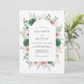 Smaragdgroene Romantische Botanische Bruiloft Kaart (Staand voorkant)