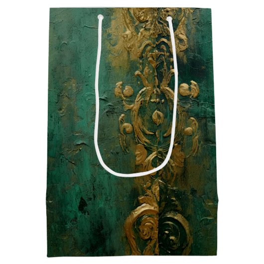 Smaragdgroene romantische bruiloft medium cadeauzakje (Achterkant)