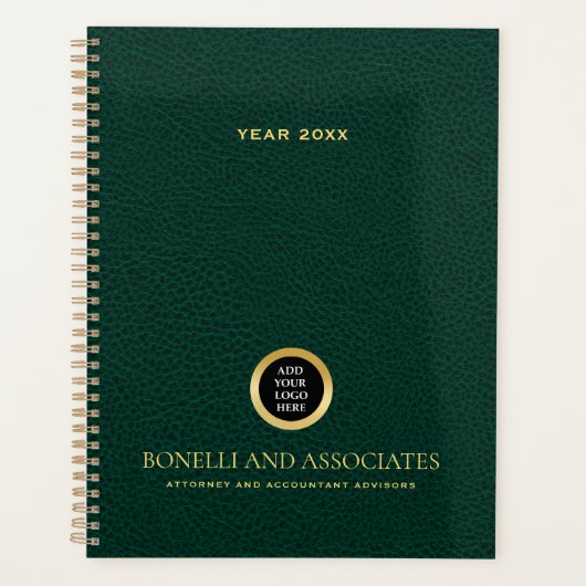 Smaragdgroene ronde Logo Naam Professional Planner (Voorkant)