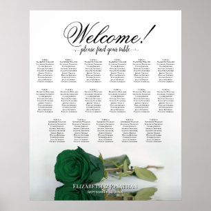 Smaragdgroene Roos Elegant 17 Tafel Stoelenkaart Poster
