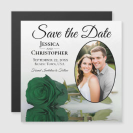 Smaragdgroene Roos Save The Date Foto Magneet