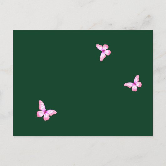 Smaragdgroene roze bloemblaadjes Quinceanera Briefkaart (Achterkant)