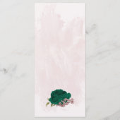 Smaragdgroene roze bloemen botanische bruiloft menu (Achterkant)