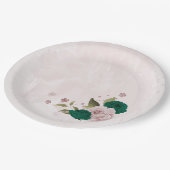 Smaragdgroene roze bloemen bruiloft papieren bordje (Gekanteld)