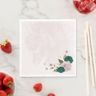 Smaragdgroene roze bloemen bruiloft servet