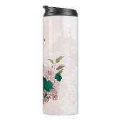 smaragdgroene roze bloemen bruiloft  thermosbeker (Geroteerd rechts)