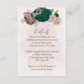 Smaragdgroene roze bloemen huwelijksdetails informatiekaartje (Voorkant)