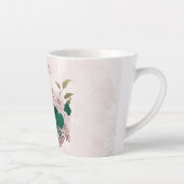 smaragdgroene roze bloemen  latte mok (Rechts)