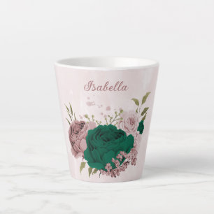 smaragdgroene roze bloemen latte mok