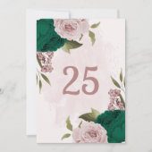 Smaragdgroene roze bloemen Tafelnummer Kaart (Voorkant)