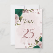 Smaragdgroene roze bloemen Tafelnummer Kaart (Achterkant)