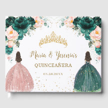 Smaragdgroene Roze Bloemige Tweeling Quinceañera
