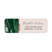 Smaragdgroene Roze Goud Agate Blush Retouradres Etiket (Voorkant)