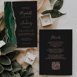 Smaragdgroene Roze Gouden Agaat Donkere QR Code Br Kaart