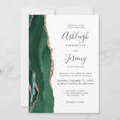 Smaragdgroene Roze Gouden Agate Witte QR Bruiloft Kaart (Voorkant)