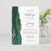 Smaragdgroene Roze Gouden Agate Witte QR Bruiloft Kaart (Staand voorkant)