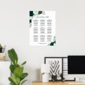 Smaragdgroene Rozen 9 tafel bruiloft zitgrafiek Poster (Thuiskantoor)