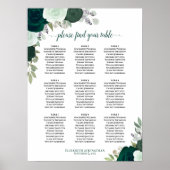 Smaragdgroene Rozen 9 tafel bruiloft zitgrafiek Poster (Voorkant)