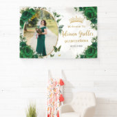 Smaragdgroene Rozen Bloemstuk Quinceañera Foto Spandoek (Insitu)