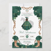 Smaragdgroene Rozen Charro Vestidos Quinceañera Kaart (Voorkant)