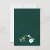 Smaragdgroene Rozen Elegante Boho Chic Bruiloft RSVP Kaartje (Achterkant)