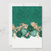 Smaragdgroene Rozen gouden vlinders quinceañera Kaart (Achterkant)