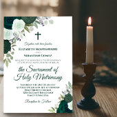 Smaragdgroene Rozen Modern Katholiek Bruiloft Kaart