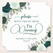 Smaragdgroene Rozen nemen mijn Drink bruiloft niet Kartonnen Onderzetters (Voorkant)